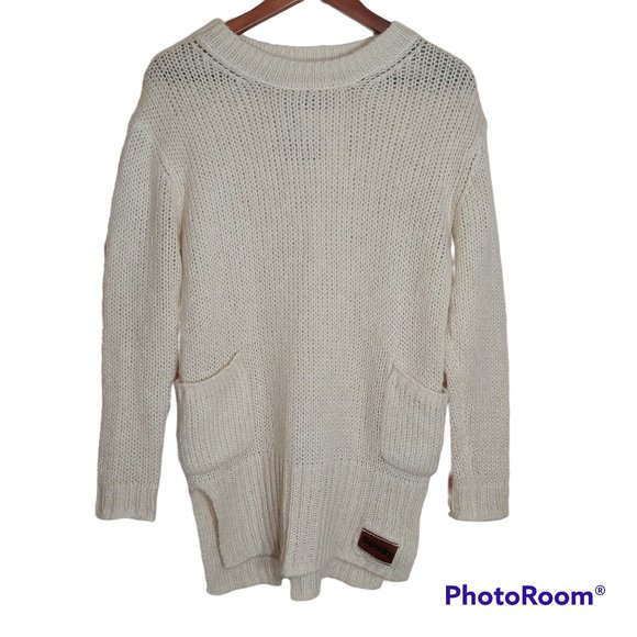 SUPERDRY Women's Beige Alpaca Blend Tunic Style Sweater - Size Small - Picture 1 of 6